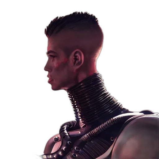 robot, face, hair, jacket transparent PNG cut-out