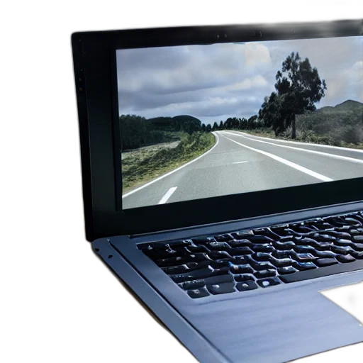 3d render, photorealistic, laptop, driving transparent PNG cut-out