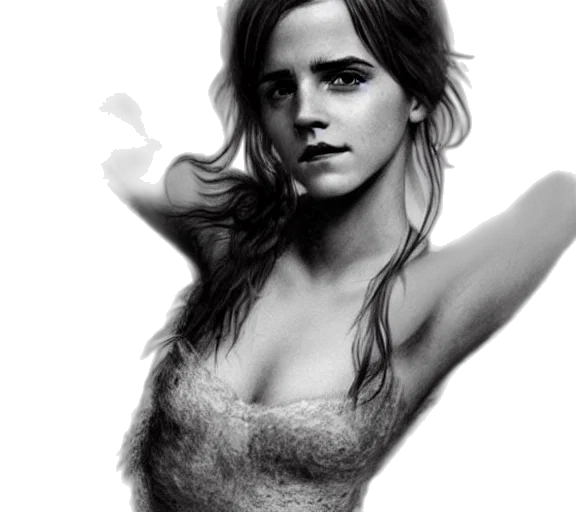 dress, hair, photorealistic, pencil sketch transparent PNG cut-out