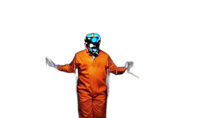 robot, mask, jacket, staff transparent PNG cut-out