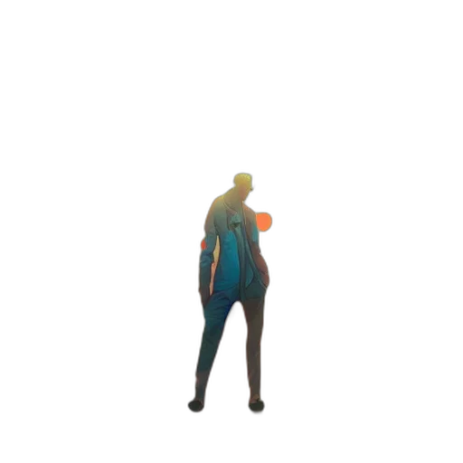 jacket, dress, weapon, staff, concept art, 3d render, pixel art, vaporwave transparent PNG cut-out