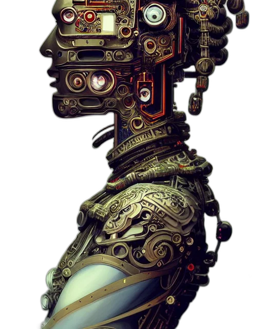 robot, mask, face, weapon, concept art, fantasy art, cyberpunk, 3d render transparent PNG cut-out