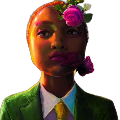 face, flower, crown, mask, concept art, photorealistic, 3d render, fantasy art transparent PNG cut-out