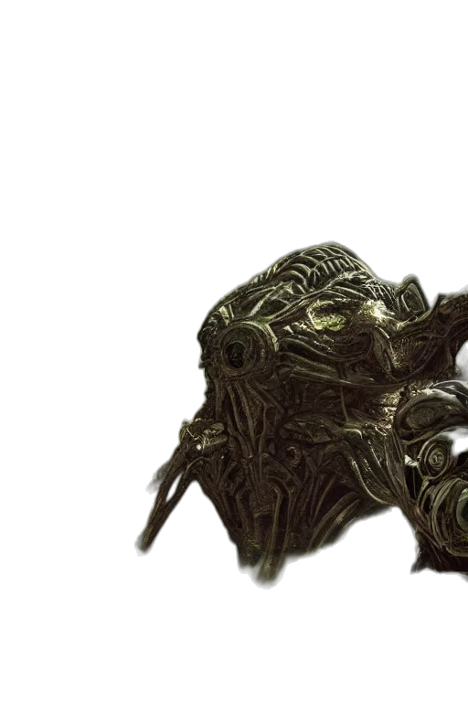 mask, creature, robot, weapon, concept art, 3d render, fantasy art, photorealistic transparent PNG cut-out