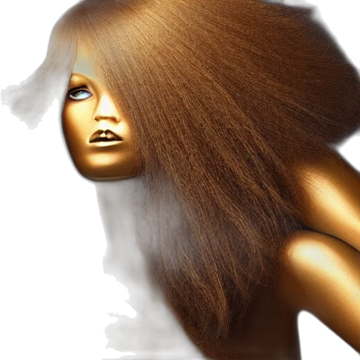 hair, photorealistic, 3d render, concept art, fantasy art, golden, earth tones, women transparent PNG cut-out