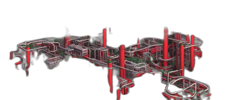 building, 3d render, concept art, cyberpunk transparent PNG cut-out