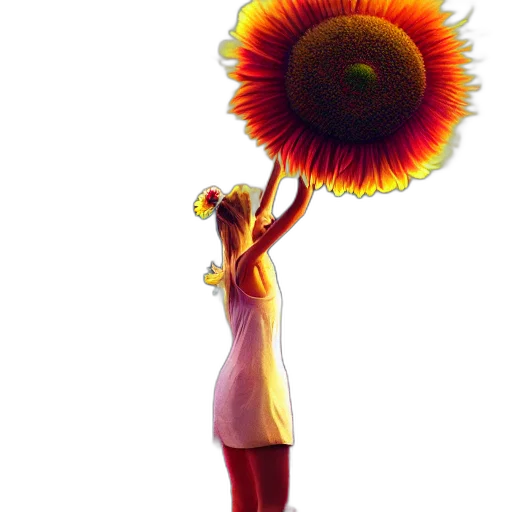 flower, staff, umbrella, dress, photorealistic, concept art, 3d render, oil painting transparent PNG cut-out