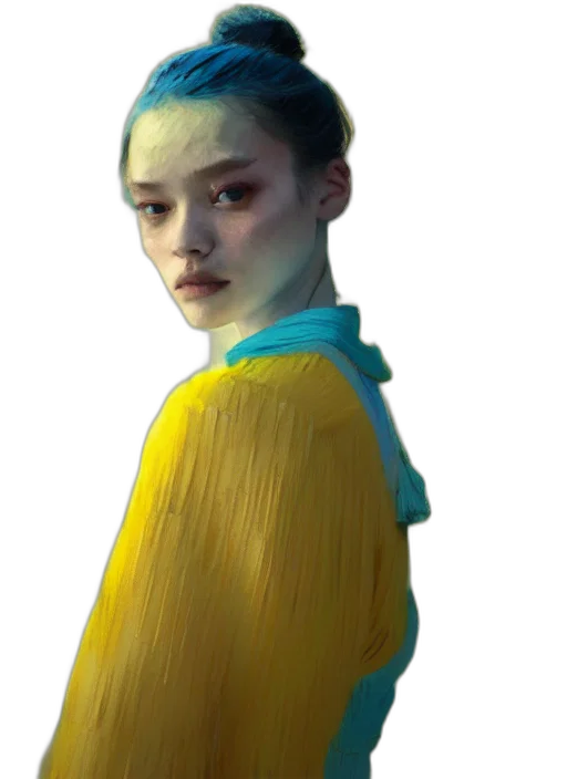 face, jacket, dress, hair transparent PNG cut-out