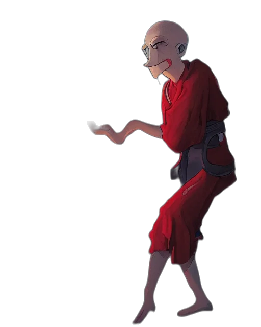 staff, creature, mask, jacket, concept art, pixel art, fantasy art, 3d render transparent PNG cut-out