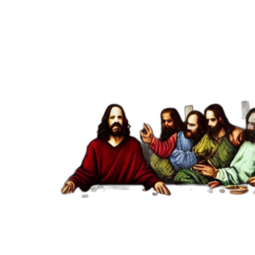 concept art, pixel art, walter, white, jesus, last, supper transparent PNG cut-out
