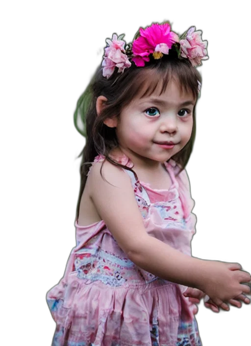 dress, face, flower, crown, photorealistic, oil painting, 3d render, watercolor transparent PNG cut-out