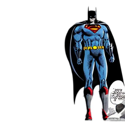 comic book art, concept art, batman, superman transparent PNG cut-out