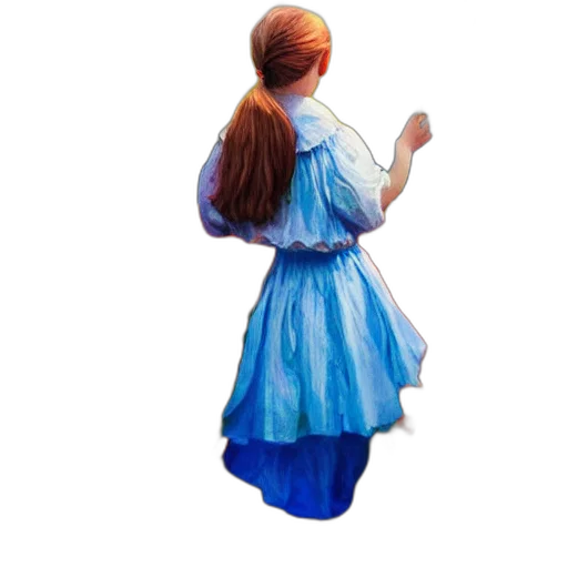 dress, hair, staff, crown transparent PNG cut-out