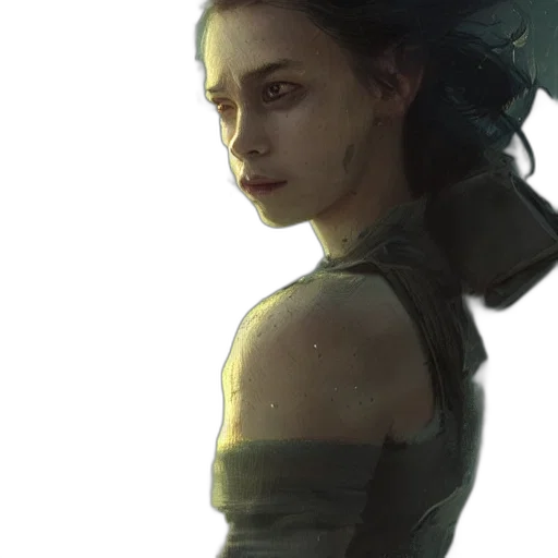 face, dress, robot, creature, concept art, fantasy art, cyberpunk, comic book art transparent PNG cut-out