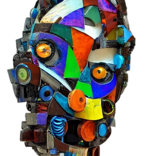 mask, robot, jewelry, face, cyberpunk, 3d render, concept art, photorealistic transparent PNG cut-out