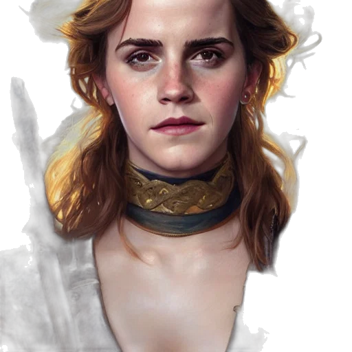 face, concept art, fantasy art, photorealistic, comic book art, golden, portrait, emma transparent PNG cut-out