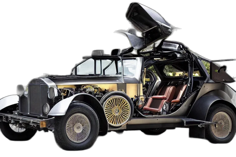 car, robot, concept art, steampunk, delorean transparent PNG cut-out