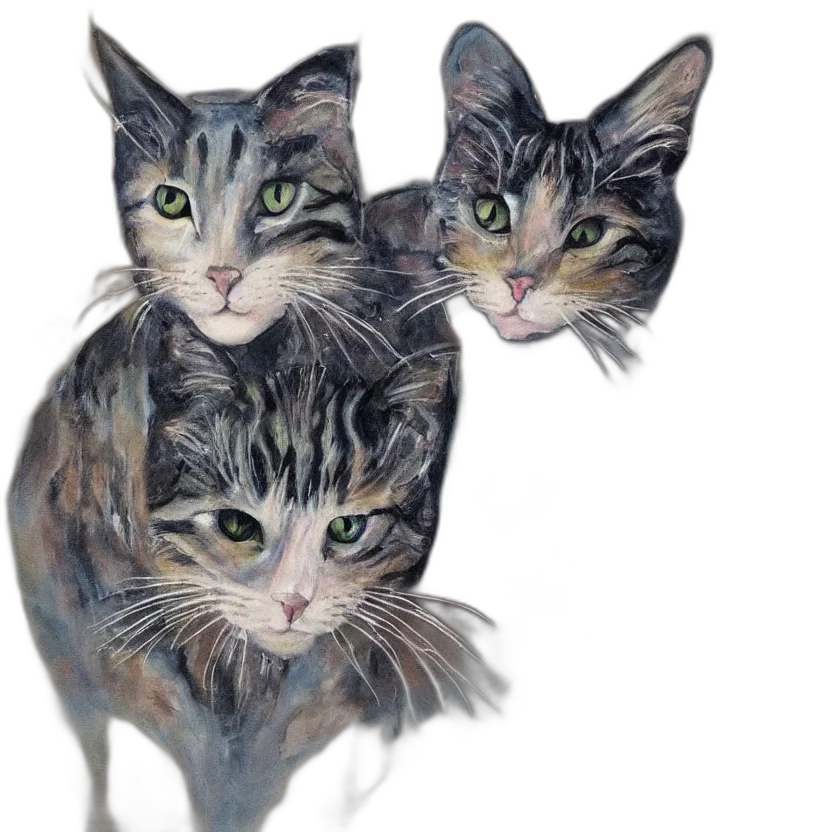 animal, photorealistic, oil painting, watercolor, concept art, painted, cat transparent PNG cut-out