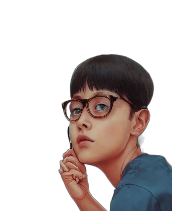 face, jacket, creature, photorealistic transparent PNG cut-out