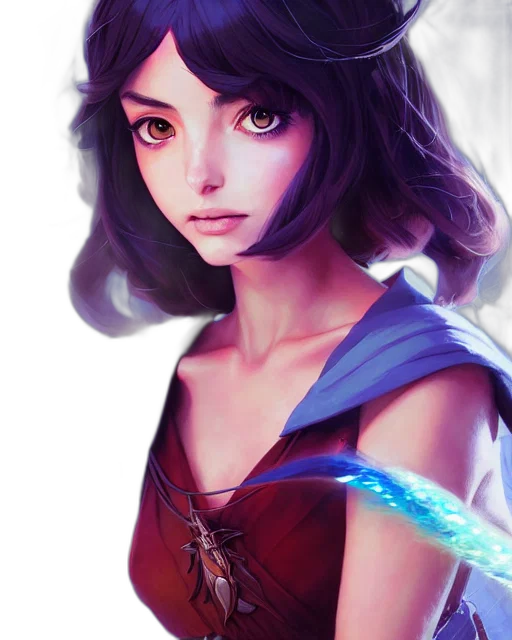 face, dress, staff, sword, fantasy art, anime, concept art, comic book art transparent PNG cut-out