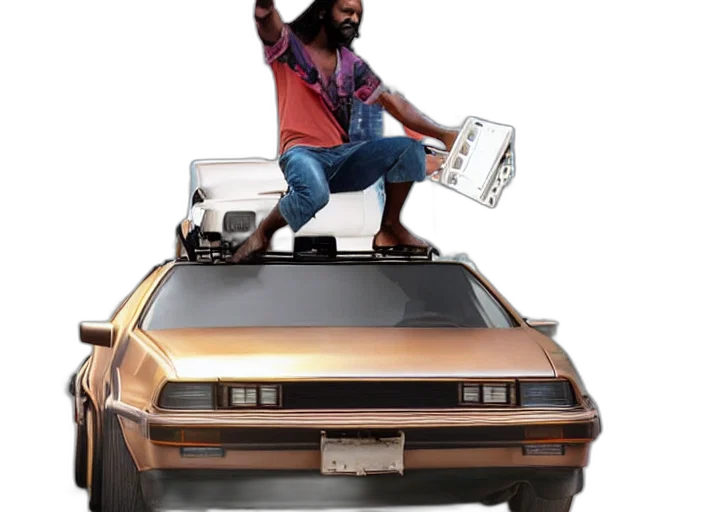 car, robot, furniture, vaporwave, concept art, african, jesus, driving transparent PNG cut-out