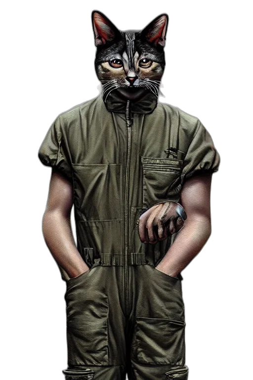 mask, jacket, animal, creature, concept art, photorealistic, comic book art, cyberpunk transparent PNG cut-out