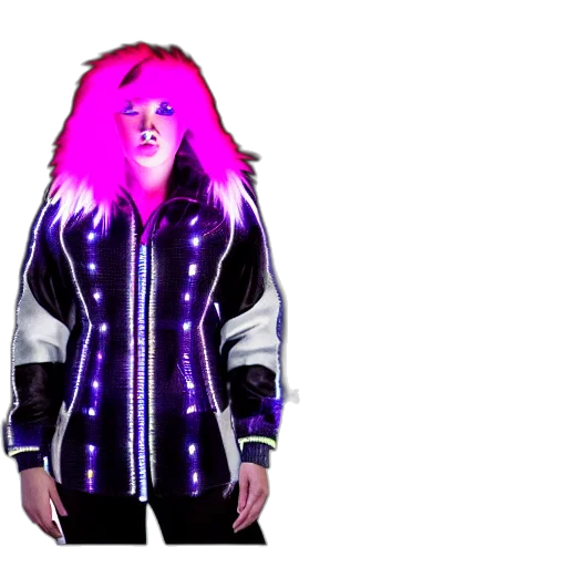 jacket, hair, creature, cyberpunk transparent PNG cut-out
