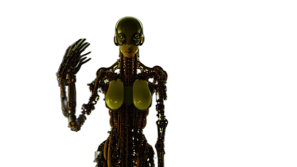 robot, 3d render, cyberpunk, concept art transparent PNG cut-out