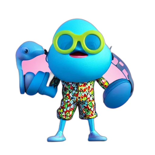 staff, robot, creature, animal, 3d render, concept art, vaporwave, cartoon transparent PNG cut-out