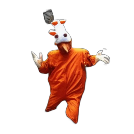 animal, jacket, creature, mask, concept art, 3d render, chicken, dressed transparent PNG cut-out