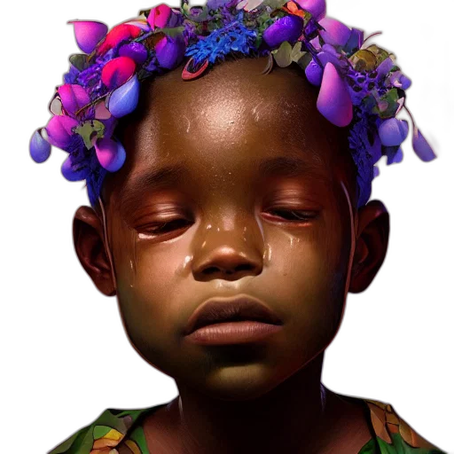 face, crown, flower, jewelry, photorealistic, concept art, 3d render, oil painting transparent PNG cut-out