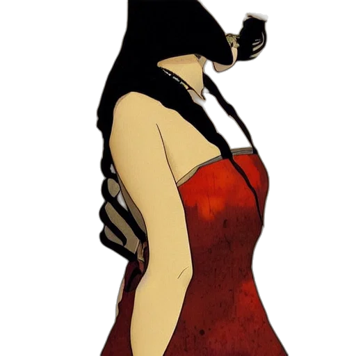 dress, mask, staff, face, comic book art, concept art, fantasy art, cartoon transparent PNG cut-out