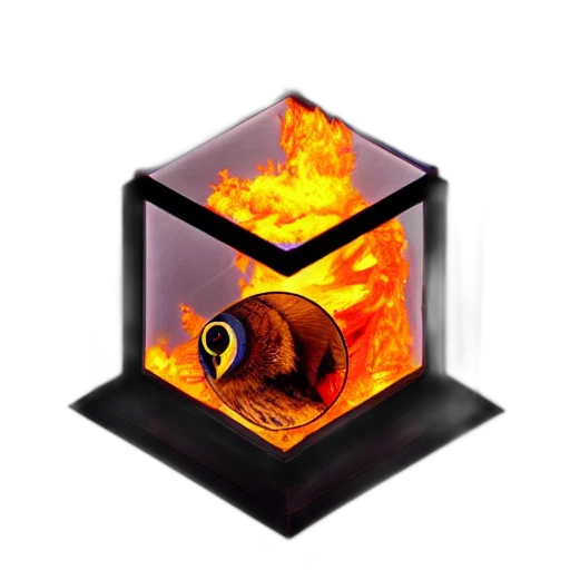 jewelry, animal, 3d render, concept art, pixel art, fantasy art, fire, owl transparent PNG cut-out