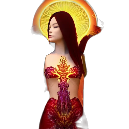 dress, crown, jewelry, fantasy art, 3d render, concept art, pixel art, red transparent PNG cut-out