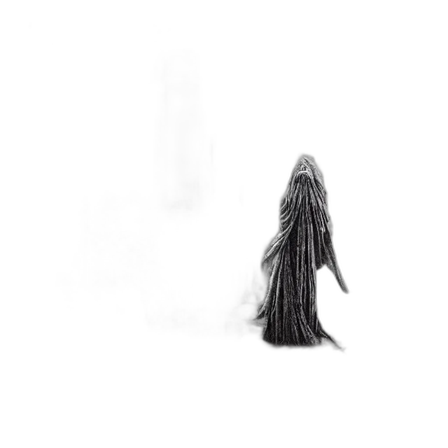 dress, hair, creature, staff transparent PNG cut-out