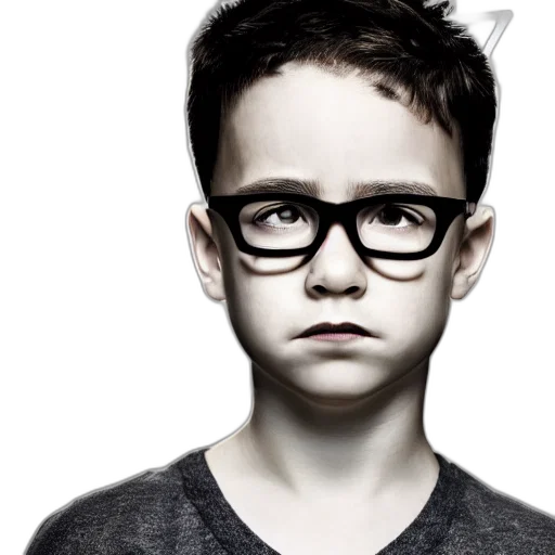 face, photorealistic, 3d render, cartoon, concept art, boy, thin, black transparent PNG cut-out