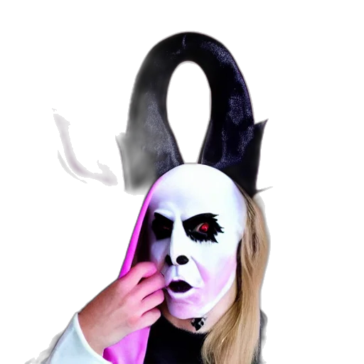 mask, face, hat, creature, vaporwave, concept art, 3d render, bad transparent PNG cut-out
