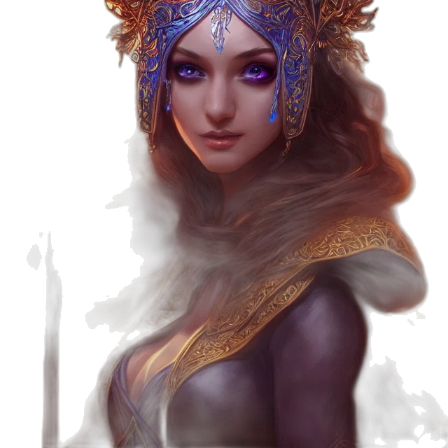 crown, jewelry, face, staff, fantasy art, concept art, photorealistic, oil painting transparent PNG cut-out