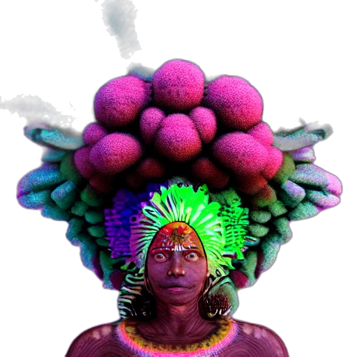 crown, creature, mask, hair, vaporwave, concept art, pixel art, fantasy art transparent PNG cut-out
