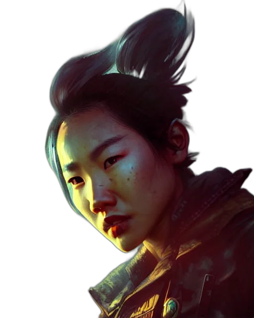 face, staff, jacket, dragon transparent PNG cut-out