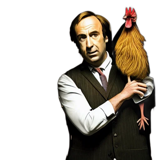 animal, photorealistic, concept art, saul, goodman, rooster, saw, movie transparent PNG cut-out