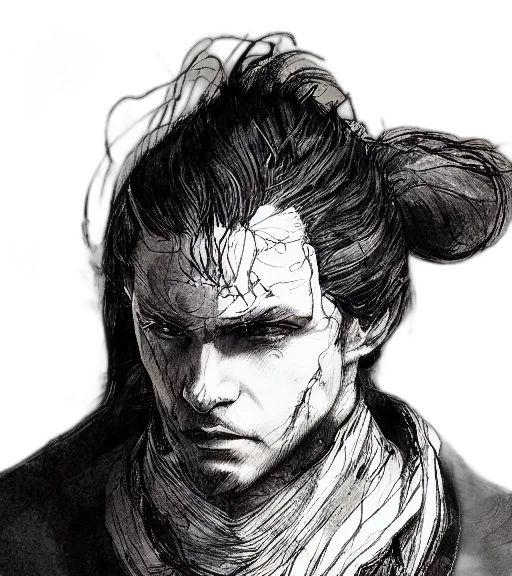 face, hair, mask, jacket, concept art, pencil sketch, cyberpunk, comic book art transparent PNG cut-out