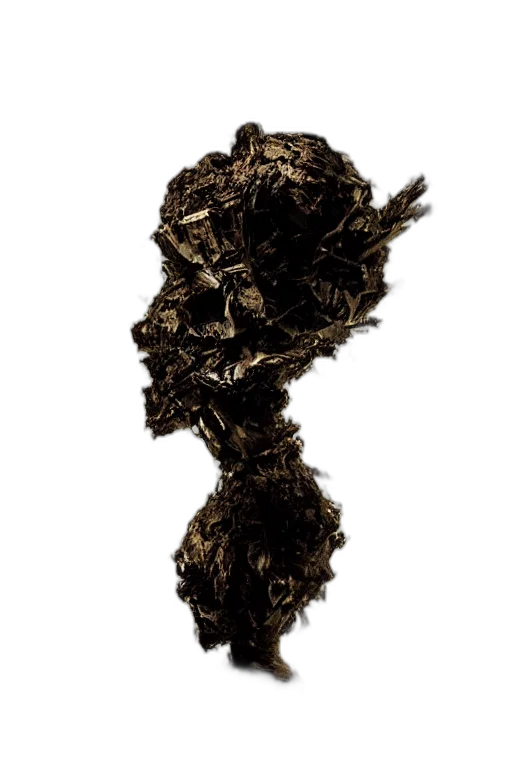 hair, mask, crown, staff, 3d render, photorealistic, concept art, dark transparent PNG cut-out