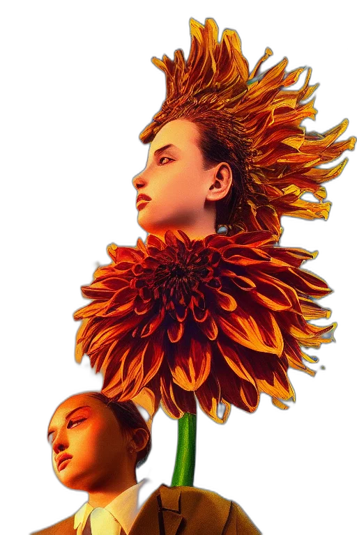 flower, crown, mask, face, photorealistic, 3d render, concept art, fantasy art transparent PNG cut-out