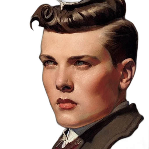 face, hat, photorealistic, concept art, oil painting, comic book art, leyendecker, realistic transparent PNG cut-out