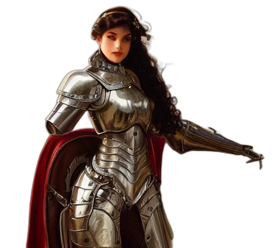 concept art, fantasy art, comic book art, photorealistic, photography, girl, knight, armour transparent PNG cut-out
