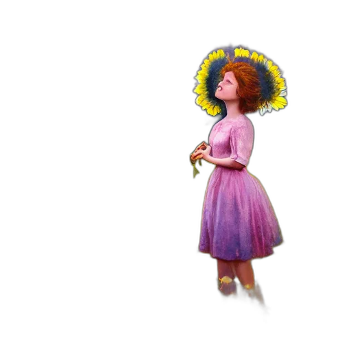 dress, hat, umbrella, watercolor, concept art, pixel art, 3d render, pastel transparent PNG cut-out
