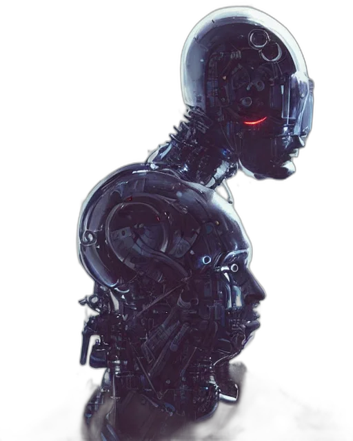 robot, mask, face, creature, cyberpunk, concept art, 3d render, comic book art transparent PNG cut-out