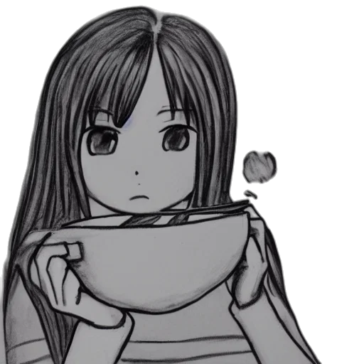 food, anime, cartoon, pencil sketch transparent PNG cut-out