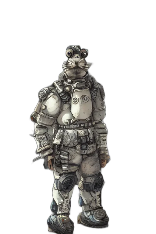 staff, animal, jacket, robot, concept art, fantasy art, pixel art, 3d render transparent PNG cut-out